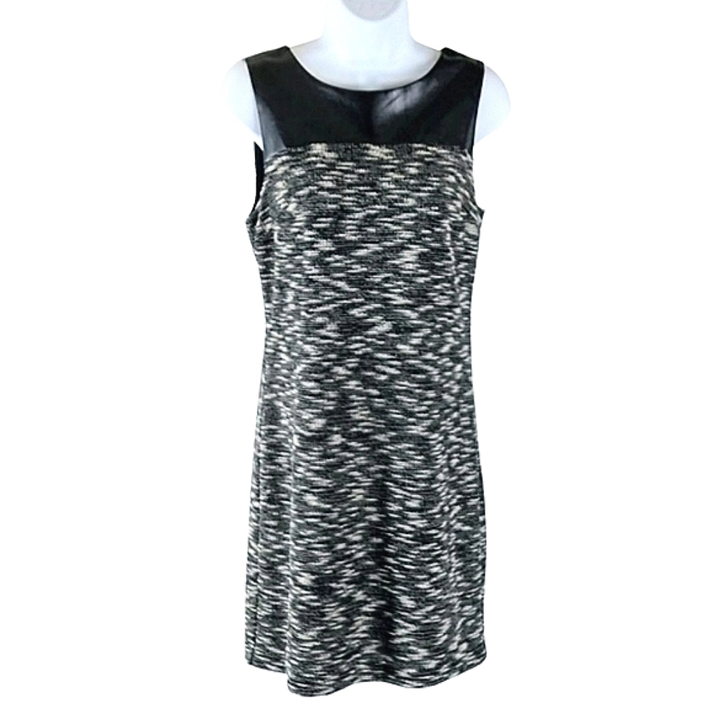 Cynthia Rowley textured shift with faux leather trim